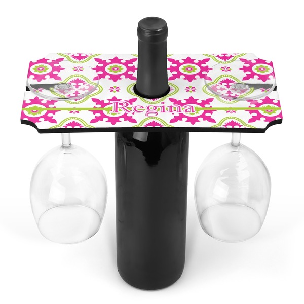 Custom Suzani Floral Wine Bottle & Glass Holder (Personalized)