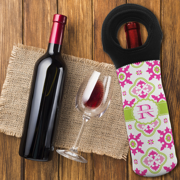 Suzani Floral Wine Tote Bag - FLATLAY