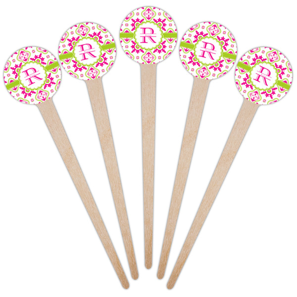 Suzani Floral Wooden 4" Food Pick - Round - Fan View