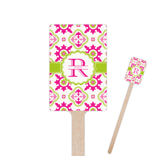 Custom Suzani Floral 6.25" Rectangle Wooden Stir Sticks - Single Sided (Personalized)