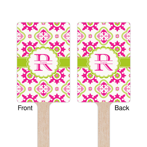 Suzani Floral Wooden 6.25" Stir Stick - Rectangular - Double Sided - Front & Back