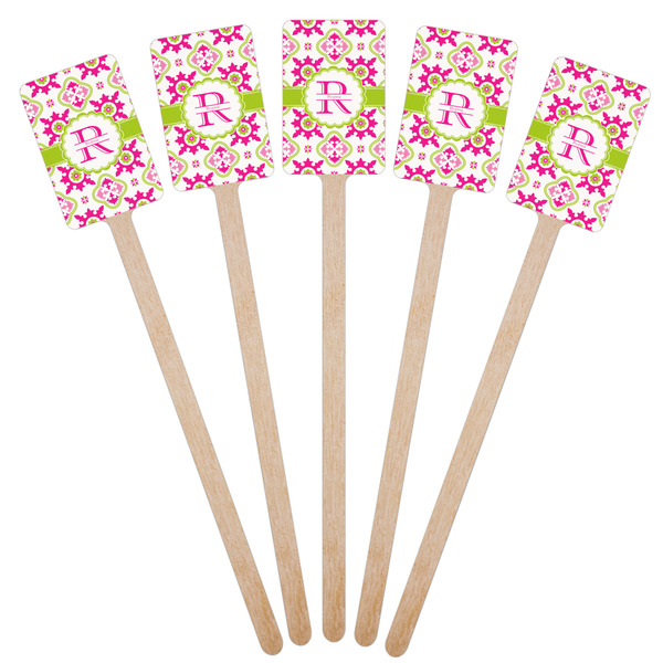 Suzani Floral Wooden 6.25" Stir Stick - Rectangular - Fan View