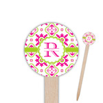 Suzani Floral 6" Round Wooden Food Picks - Double Sided (Personalized)