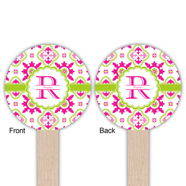 Suzani Floral Wooden 6" Food Pick - Round - Double Sided - Front & Back