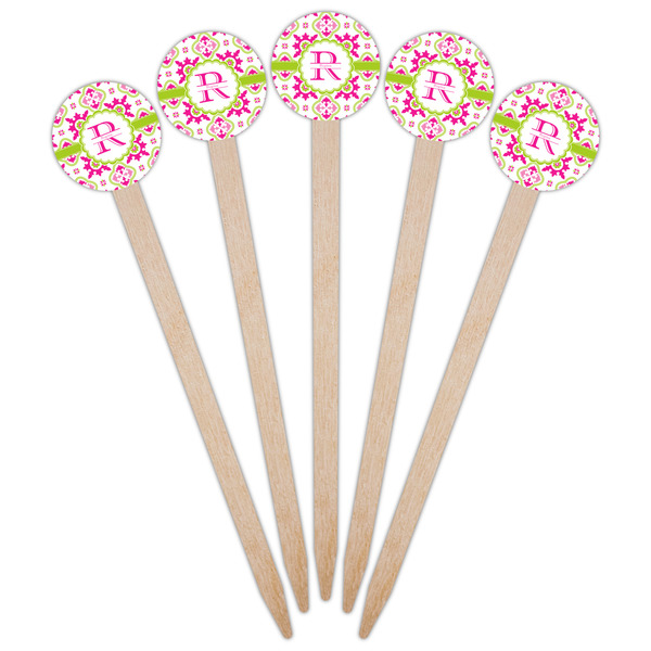 Suzani Floral Wooden 6" Food Pick - Round - Fan View