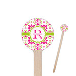 Suzani Floral 6" Round Wooden Stir Sticks - Double Sided (Personalized)