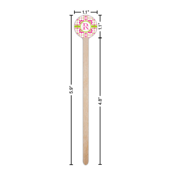 Suzani Floral Wooden 6" Stir Stick - Round - Dimensions
