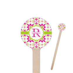 Suzani Floral 7.5" Round Wooden Stir Sticks - Single Sided (Personalized)