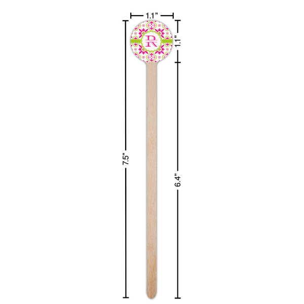 Suzani Floral Wooden 7.5" Stir Stick - Round - Dimensions