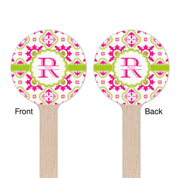 Suzani Floral Wooden 7.5" Stir Stick - Round - Double Sided - Front & Back