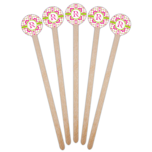 Suzani Floral Wooden 7.5" Stir Stick - Round - Fan View