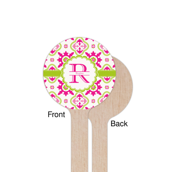 Suzani Floral Wooden 7.5" Stir Stick - Round - Single Sided - Front & Back