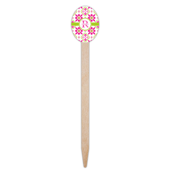 Suzani Floral Wooden Food Pick - Oval - Single Pick