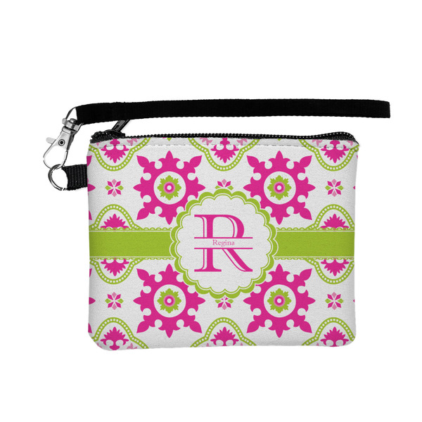 Custom Suzani Floral Wristlet ID Case w/ Name and Initial