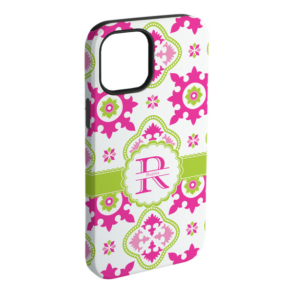 Custom Suzani Floral iPhone Case - Rubber Lined - iPhone 15 Plus (Personalized)
