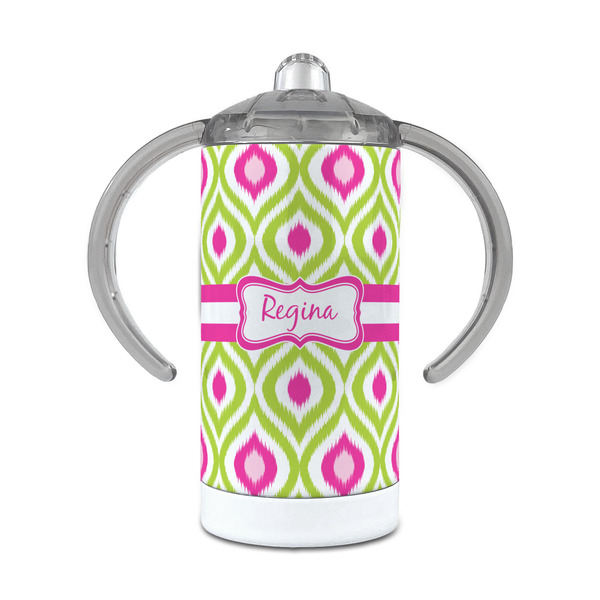 Custom Ogee Ikat 12 oz Stainless Steel Sippy Cup (Personalized)
