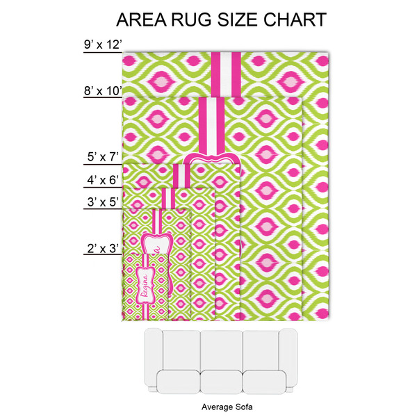 Ogee Ikat 2'x3' Indoor Area Rugs - Size Chart