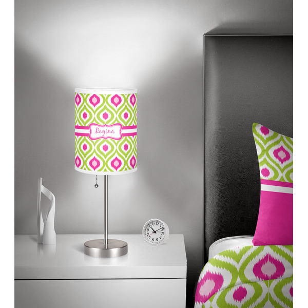 Ogee Ikat 7 inch drum lamp shade - in room