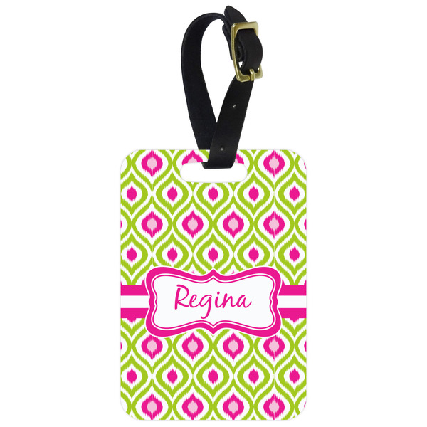 Custom Ogee Ikat Metal Luggage Tag w/ Name or Text
