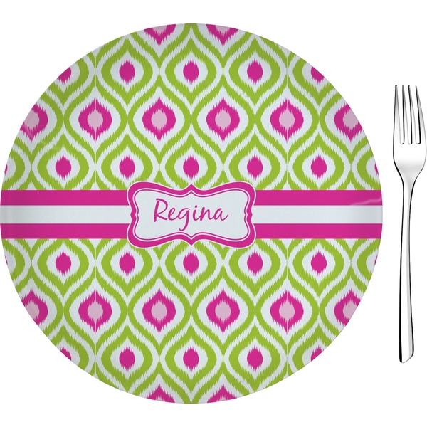 Custom Ogee Ikat 8" Glass Appetizer / Dessert Plates - Single or Set (Personalized)