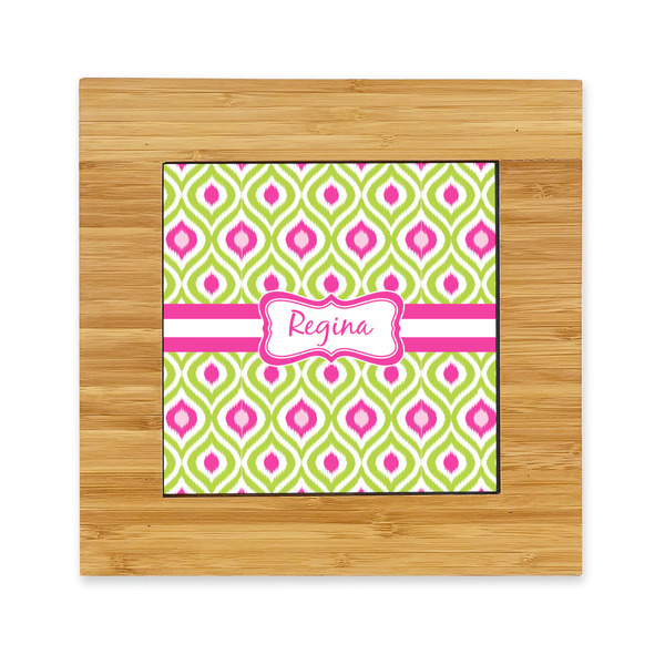 Custom Ogee Ikat Bamboo Trivet with Ceramic Tile Insert (Personalized)