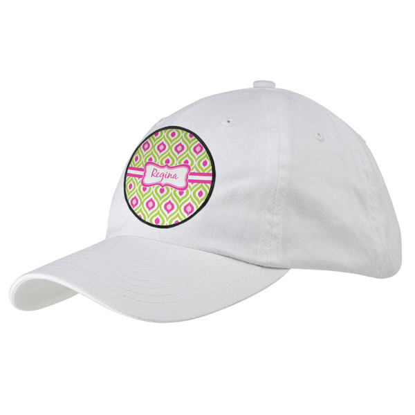 Custom Ogee Ikat Baseball Cap - White (Personalized)