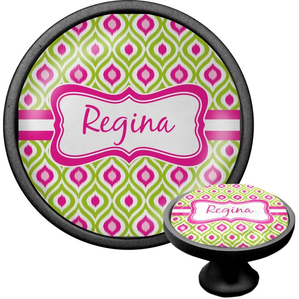 Custom Ogee Ikat Cabinet Knob (Black) (Personalized)
