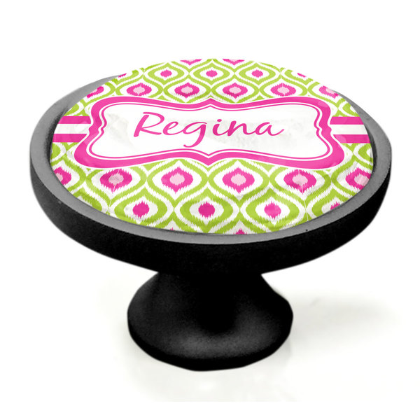 Ogee Ikat Black Custom Cabinet Knob (Side)