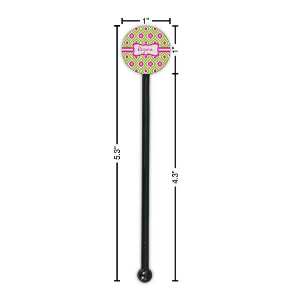 Ogee Ikat Black Plastic 5.5" Stir Stick - Round - Dimensions
