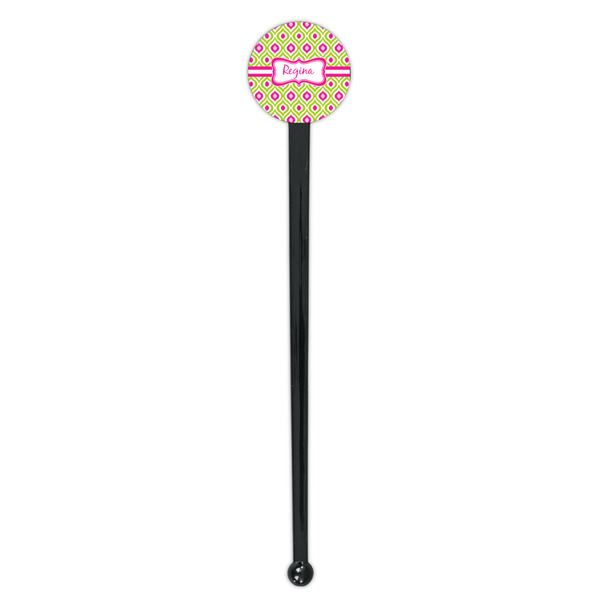 Ogee Ikat Black Plastic 7" Stir Stick - Round - Single Stick