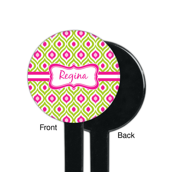 Ogee Ikat Black Plastic 7" Stir Stick - Single Sided - Round - Front & Back