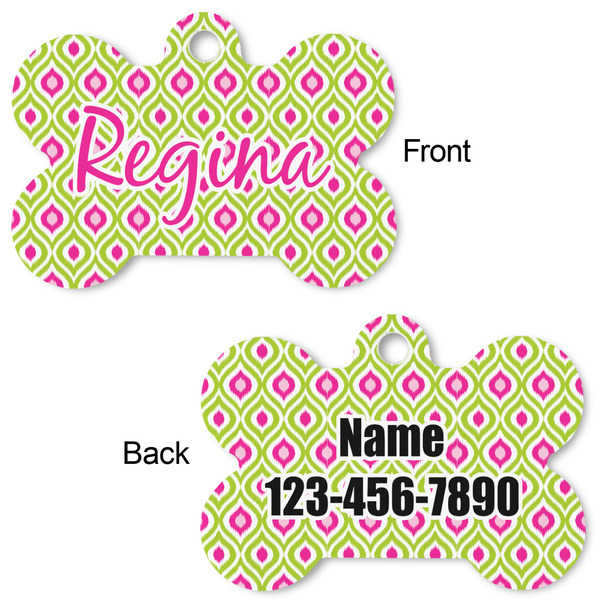 Ogee Ikat Bone Shaped Dog ID Tag - Large - Approval