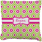 Ogee Ikat Faux-Linen Throw Pillow 16" (Personalized)