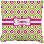 Ogee Ikat Faux-Linen Throw Pillow 16" (Personalized)