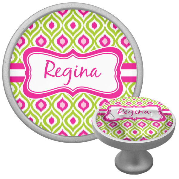 Custom Ogee Ikat Cabinet Knob (Silver) (Personalized)
