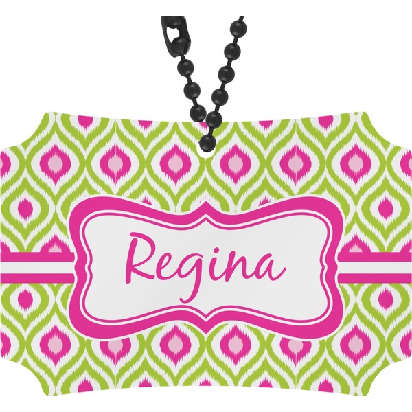 Custom Ogee Ikat Rear View Mirror Ornament (Personalized)