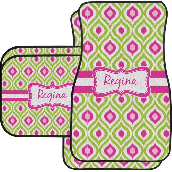 Custom Ogee Ikat Car Floor Mats Set - 2 Front & 2 Back (Personalized)