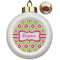 Ogee Ikat Ceramic Christmas Ornament - Poinsettias (Front View)