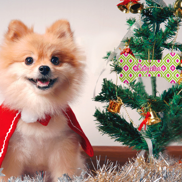 Ogee Ikat Ceramic Flat Ornament - Bone (LIFESTYLE)