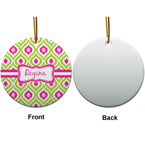 Ogee Ikat Ceramic Flat Ornament - Circle Front & Back (APPROVAL)