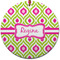 Ogee Ikat Round Ceramic Ornament w/ Name or Text