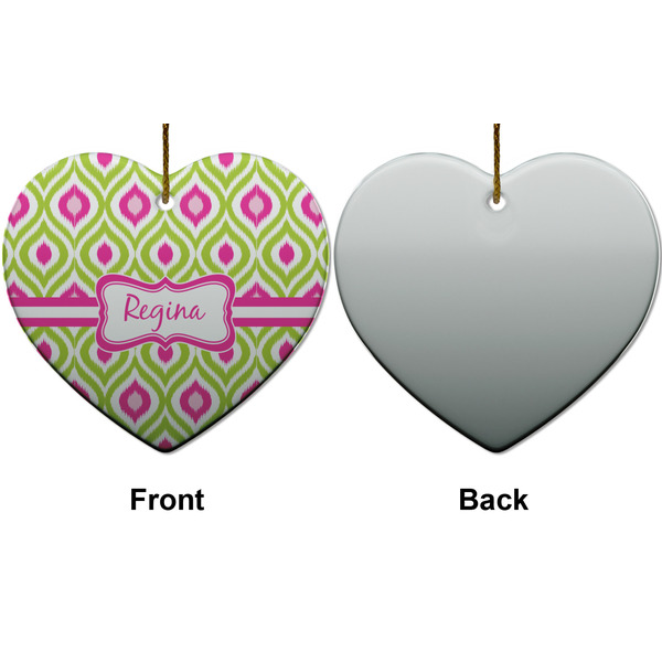 Ogee Ikat Ceramic Flat Ornament - Heart Front & Back (APPROVAL)
