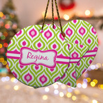 Ogee Ikat Ceramic Ornament w/ Name or Text