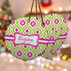 Ogee Ikat Ceramic Ornament w/ Name or Text