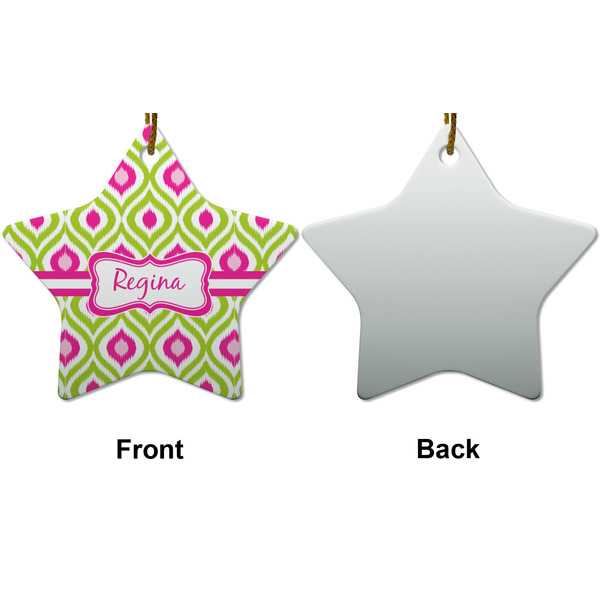 Ogee Ikat Ceramic Flat Ornament - Star Front & Back (APPROVAL)