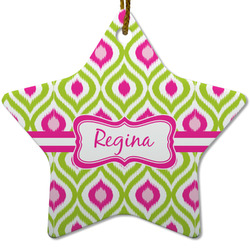 Ogee Ikat Star Ceramic Ornament w/ Name or Text