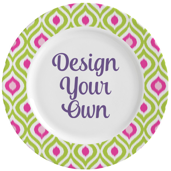Custom Ogee Ikat Ceramic Dinner Plates (Set of 4) (Personalized)