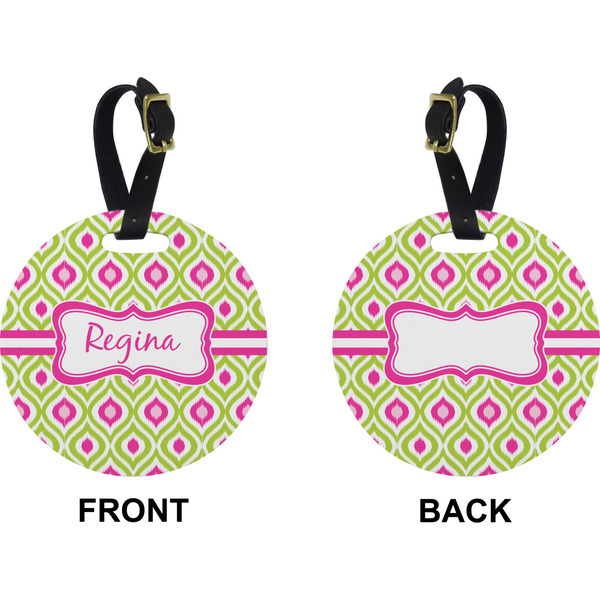 Ogee Ikat Circle Luggage Tag (Front + Back)