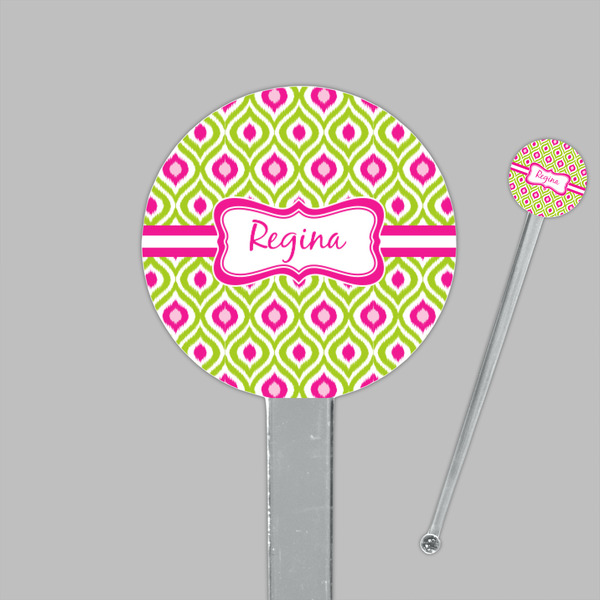Ogee Ikat Clear Plastic 7" Stir Stick - Round - Closeup