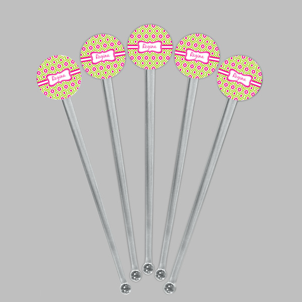 Ogee Ikat Clear Plastic 7" Stir Stick - Round - Fan View